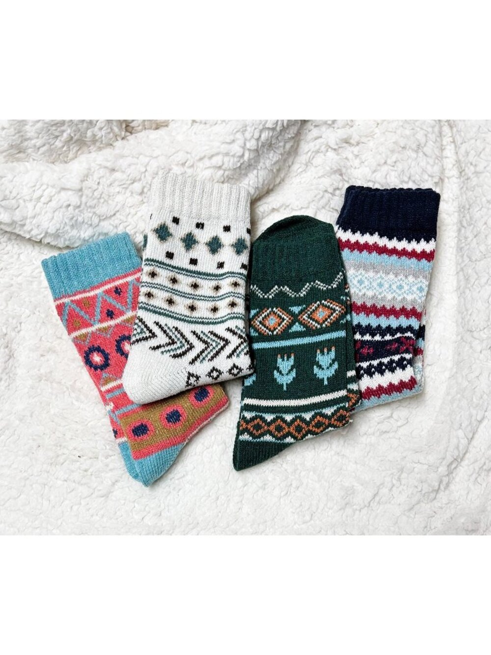 4 pair Women's Alpine Socks Warm Cotton Colorful Fits US Shoe 6-10 New